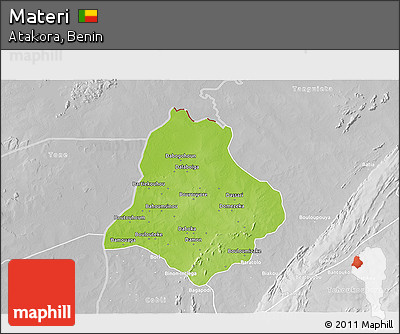 Physical 3D Map of Materi, lighten, desaturated