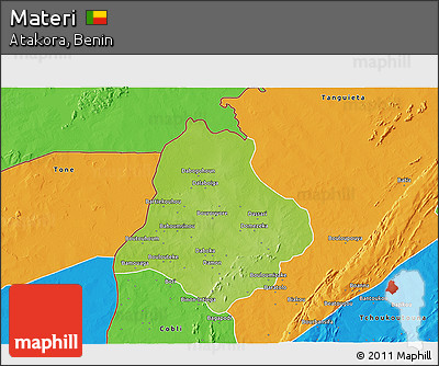 Physical 3D Map of Materi, political outside