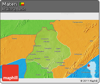 Physical 3D Map of Materi, political outside
