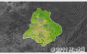 Satellite 3D Map of Materi, darken, desaturated