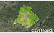 Satellite 3D Map of Materi, darken, semi-desaturated