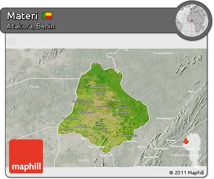 Satellite 3D Map of Materi, lighten, semi-desaturated