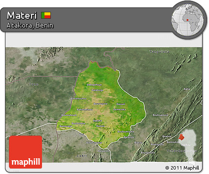 Satellite 3D Map of Materi, semi-desaturated