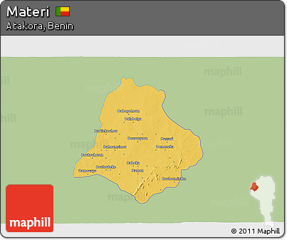 Savanna Style 3D Map of Materi, single color outside
