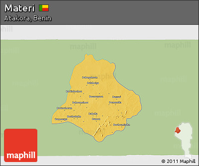 Savanna Style 3D Map of Materi, single color outside