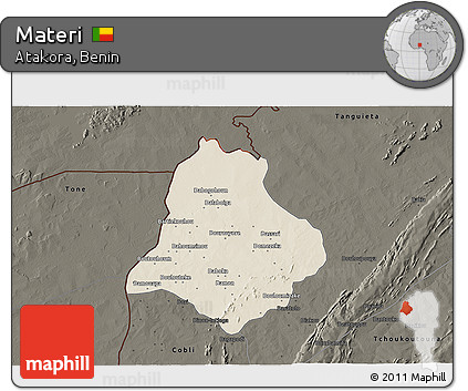 Shaded Relief 3D Map of Materi, darken