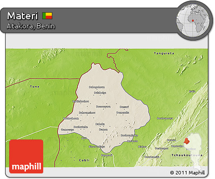 Shaded Relief 3D Map of Materi, physical outside