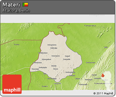 Shaded Relief 3D Map of Materi, physical outside