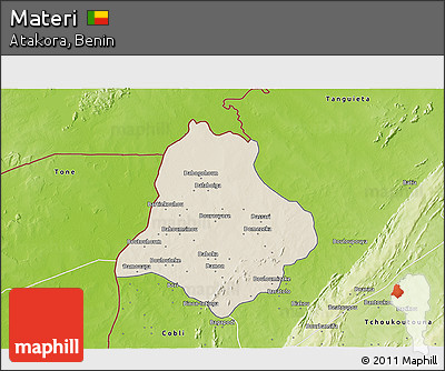 Shaded Relief 3D Map of Materi, physical outside