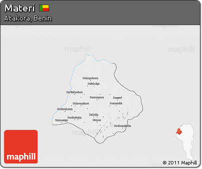 Silver Style 3D Map of Materi, single color outside