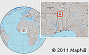 Gray Location Map of Materi, within the entire country