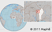 Gray Location Map of Materi, highlighted country, hill shading