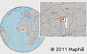 Gray Location Map of Materi, highlighted parent region, hill shading