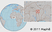 Gray Location Map of Materi, hill shading