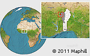 Satellite Location Map of Materi, highlighted country, highlighted parent region, within the entire country