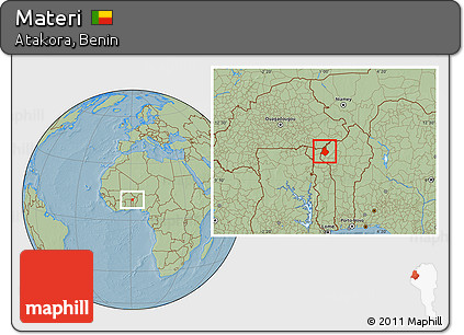 Savanna Style Location Map of Materi, hill shading