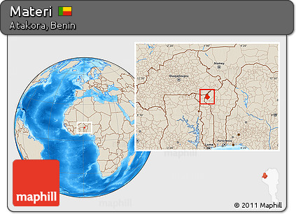 Shaded Relief Location Map of Materi