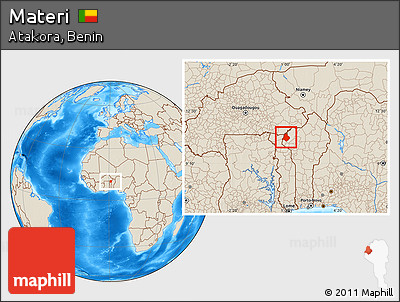 Shaded Relief Location Map of Materi