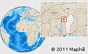 Shaded Relief Location Map of Materi, highlighted country