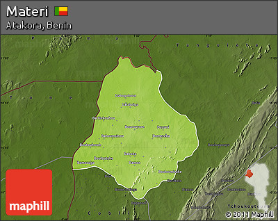 Physical Map of Materi, darken