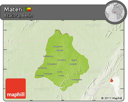 Physical Map of Materi, lighten