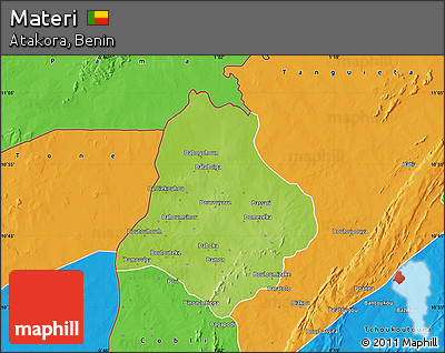 Physical Map of Materi, political outside
