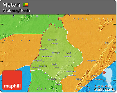 Physical Map of Materi, political outside