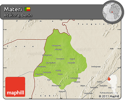 Physical Map of Materi, shaded relief outside