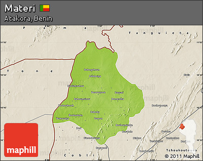 Physical Map of Materi, shaded relief outside