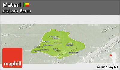 Physical Panoramic Map of Materi, lighten, semi-desaturated