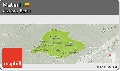 Physical Panoramic Map of Materi, lighten, semi-desaturated