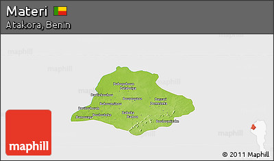 Physical Panoramic Map of Materi, single color outside