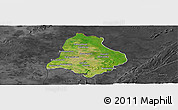 Satellite Panoramic Map of Materi, darken, desaturated
