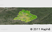 Satellite Panoramic Map of Materi, darken, semi-desaturated
