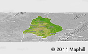 Satellite Panoramic Map of Materi, lighten, desaturated