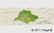 Satellite Panoramic Map of Materi, shaded relief outside