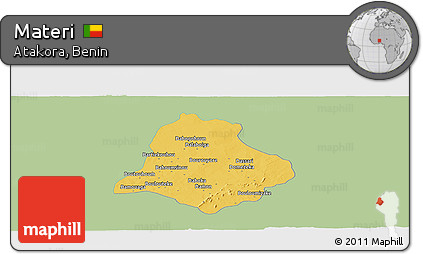 Savanna Style Panoramic Map of Materi, single color outside