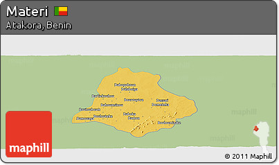 Savanna Style Panoramic Map of Materi, single color outside