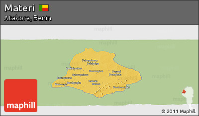 Savanna Style Panoramic Map of Materi, single color outside