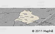 Shaded Relief Panoramic Map of Materi, darken, desaturated