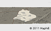 Shaded Relief Panoramic Map of Materi, darken
