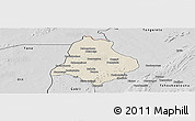 Shaded Relief Panoramic Map of Materi, desaturated