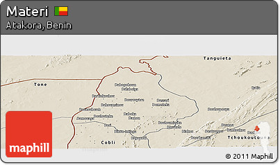 Shaded Relief Panoramic Map of Materi