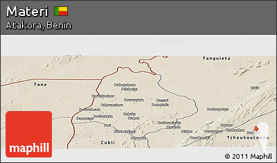 Shaded Relief Panoramic Map of Materi
