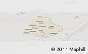Shaded Relief Panoramic Map of Materi, lighten, semi-desaturated