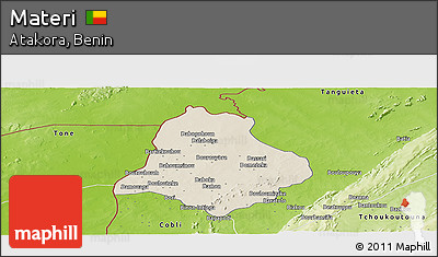 Shaded Relief Panoramic Map of Materi, physical outside