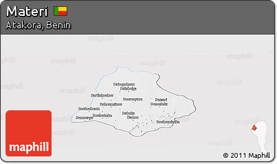 Silver Style Panoramic Map of Materi, single color outside