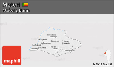 Silver Style Panoramic Map of Materi, single color outside