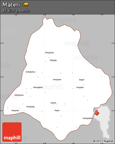 Gray Simple Map of Materi, cropped outside