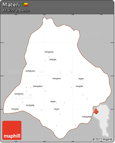 Gray Simple Map of Materi, cropped outside